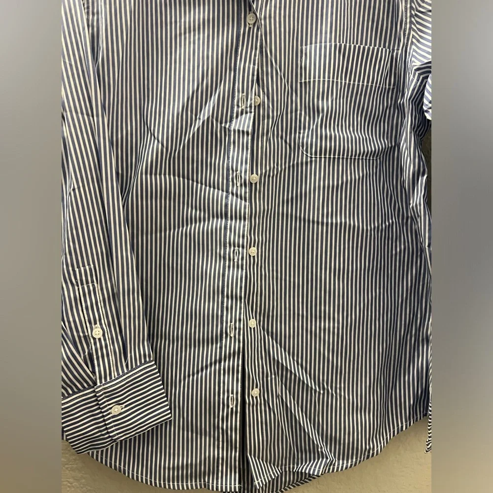Woman Blue Striped Shirt - Picture 4 of 7
